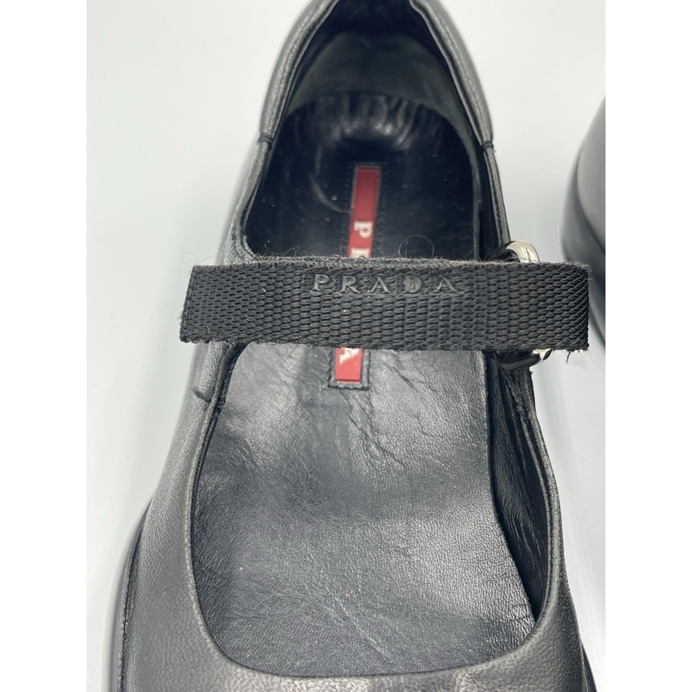 Prada Women's Black Leather Sport Vintage Mary Jane Walking Shoes - 35.5 - Picture 6 of 15